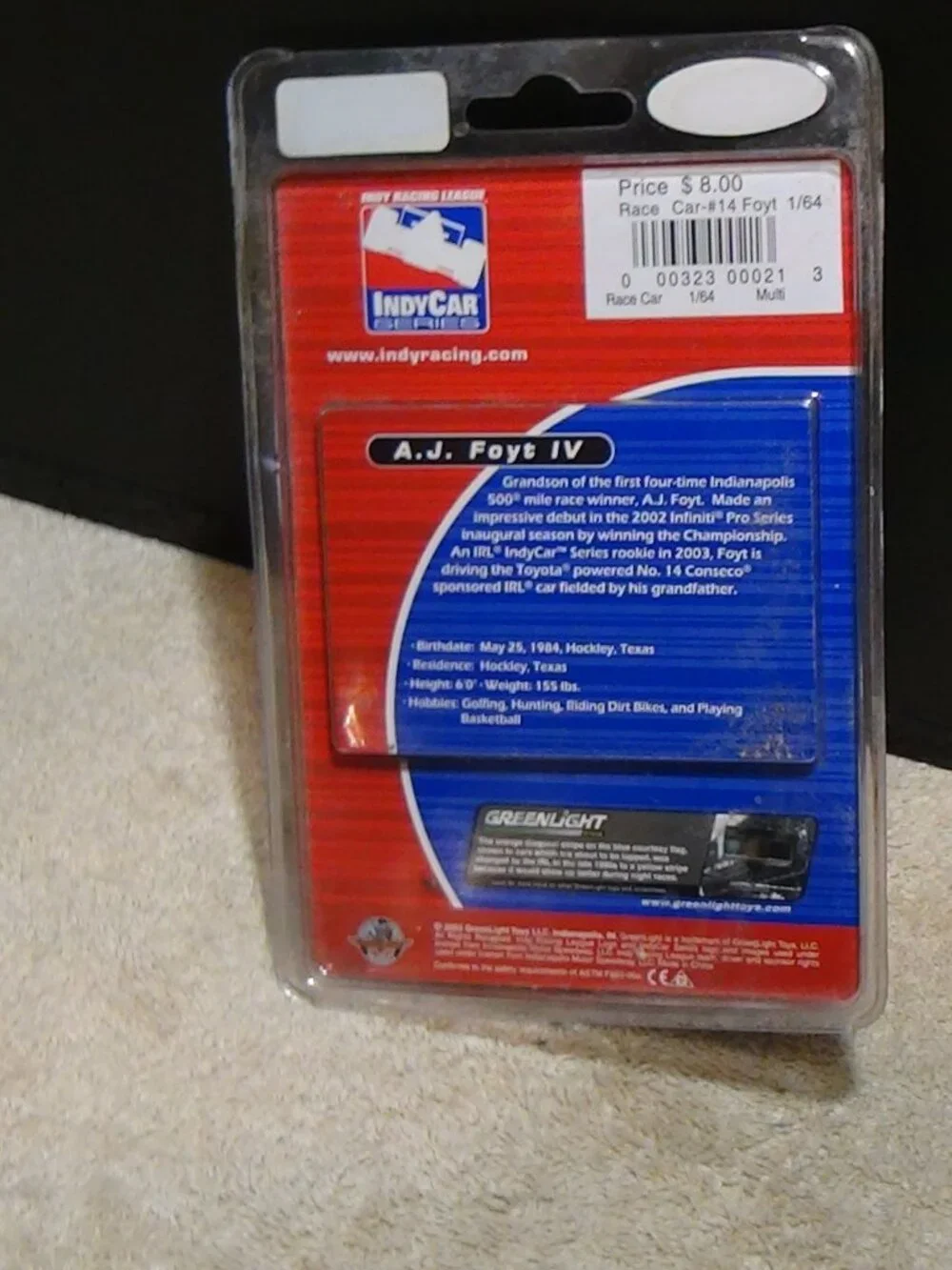 GREENLIGHT Indy Car Series AJ Foyt IV 1/64 Limited Edition 1 of 3500 Sealed 2003